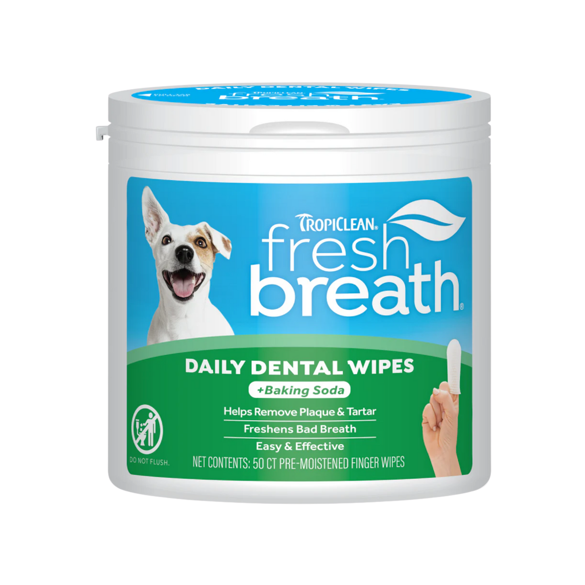 Tropiclean Fresh Breath Finger Dental Wipes for Pets 50 ct