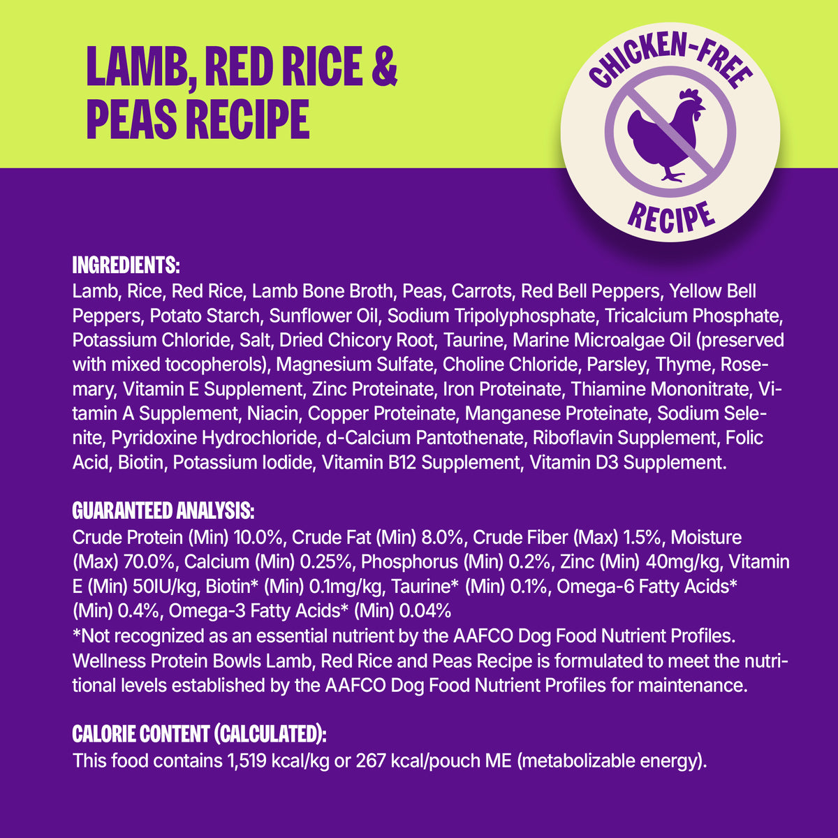 Wellness Protein Bowls Adult Wholesome Grains Lamb, Red Rice & Peas Fresh Alternative Dog Food