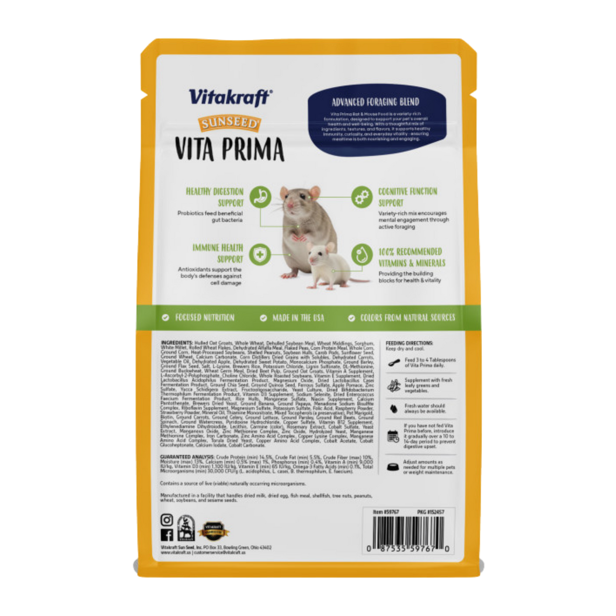 Sunseed Vita Prima Rat & Mouse Food 2 lb
