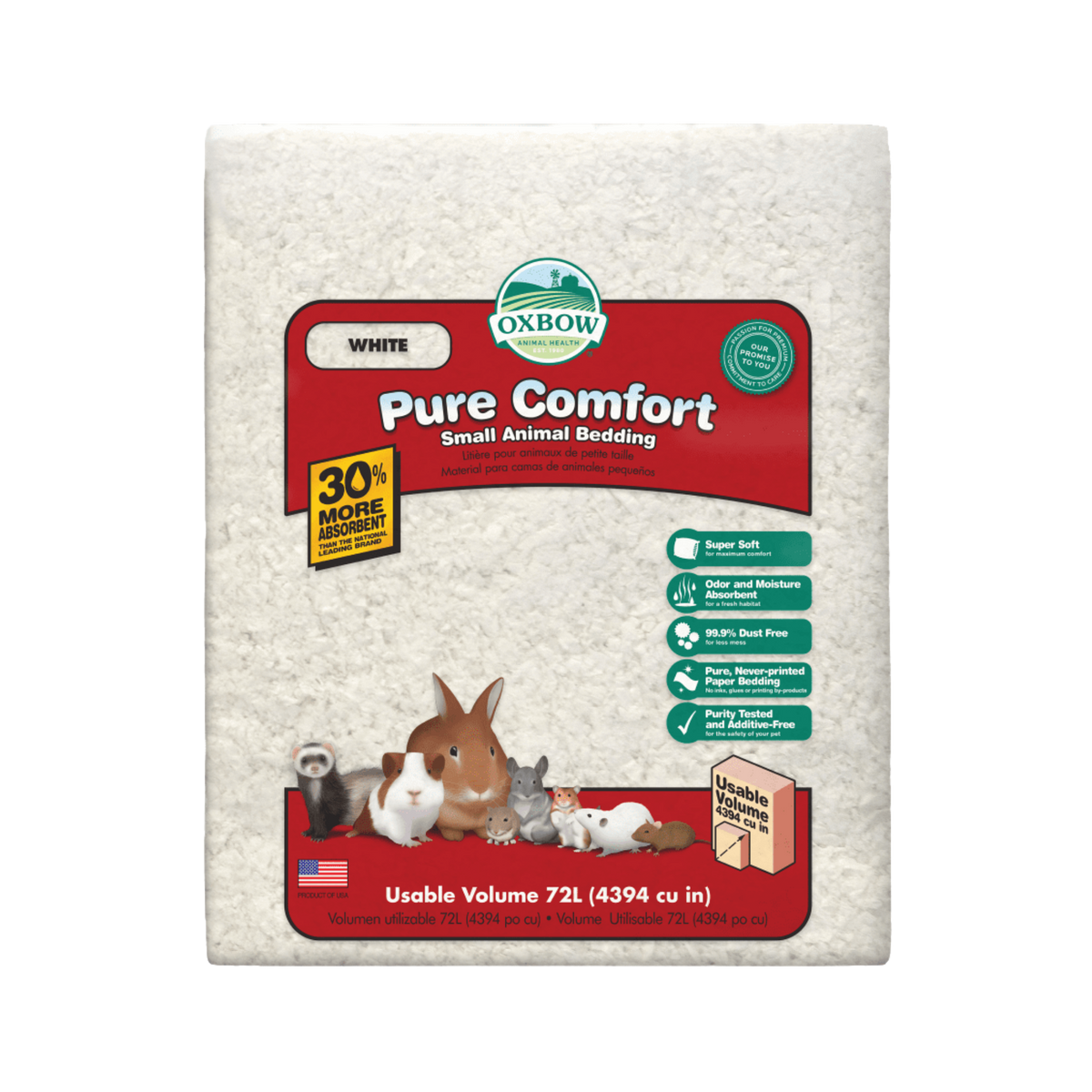 Oxbow Animal Health Pure Comfort White Small Animal Bedding 72 L