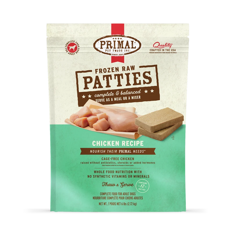 Primal Raw Frozen Patties Chicken Formula Dog Food 6 lb