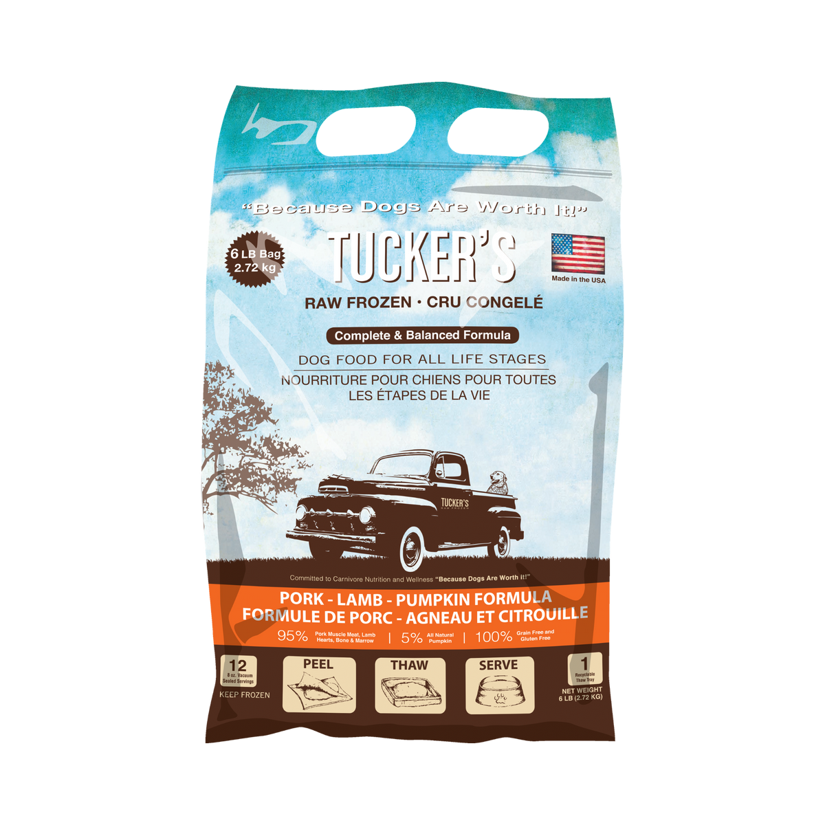 Tucker's Raw Frozen Pork, Lamb & Pumpkin Complete & Balanced Dog Food 6 lb