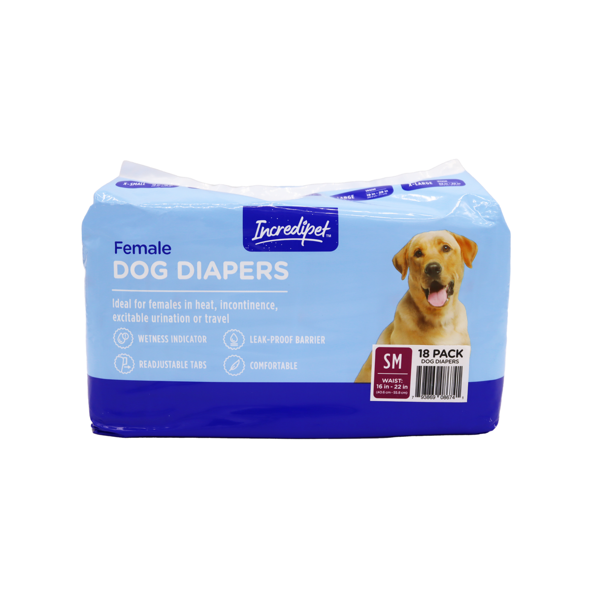 Incredipet Small Disposable Female Dog Diapers 18 pk