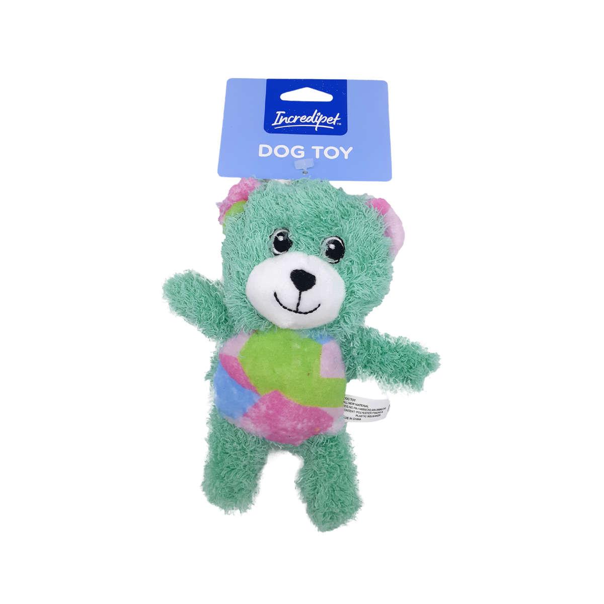 Incredipet Plush Patchwork Bear Dog Toy