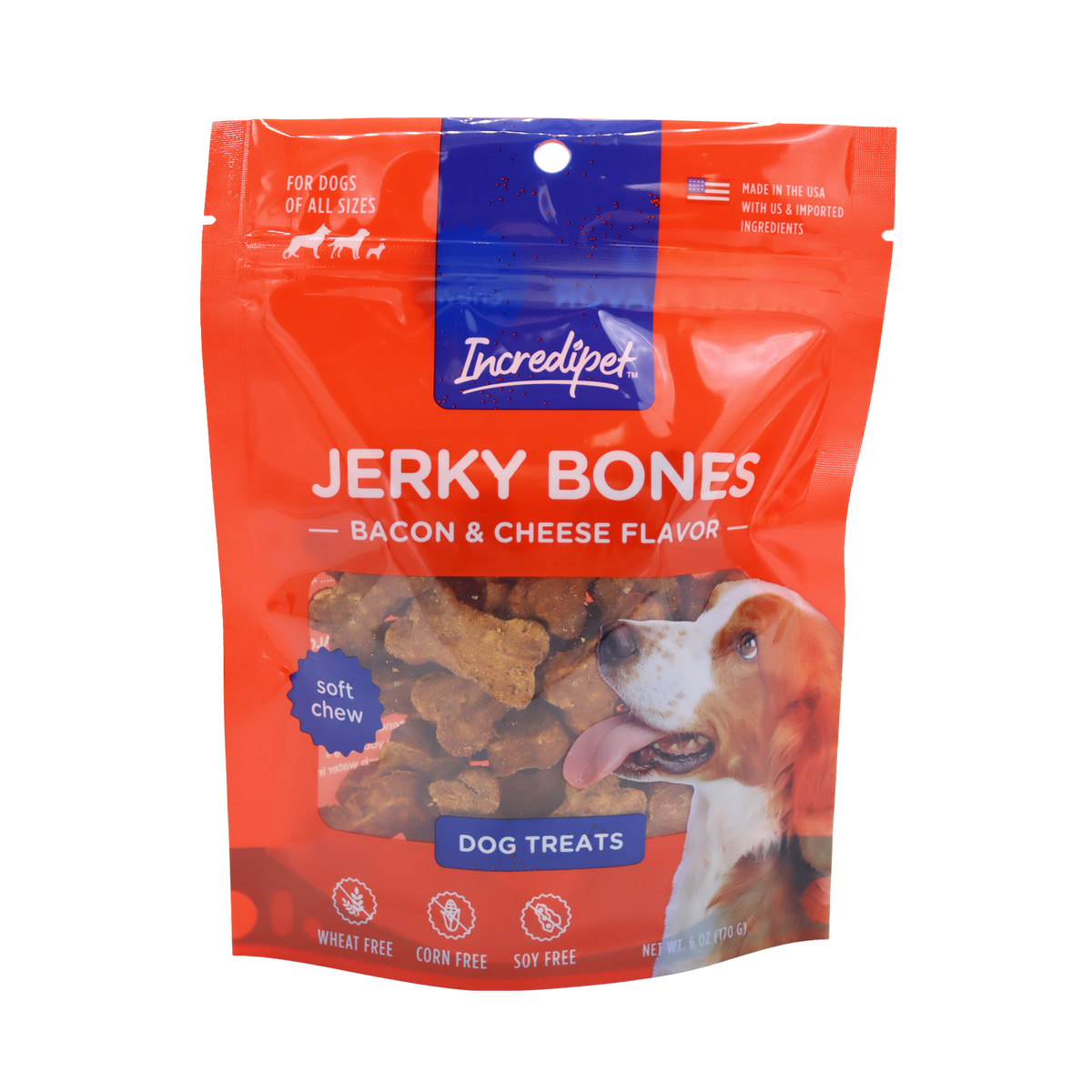 Incredipet Bacon & Cheese Flavored Jerky Bones Dog Treats 6 oz