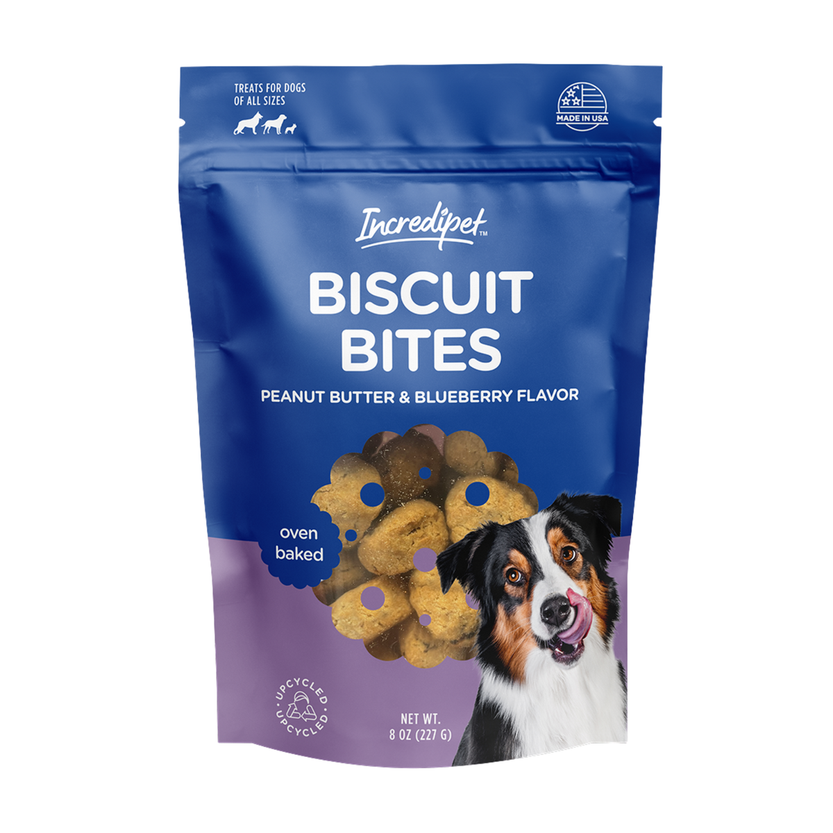 Incredipet Oven Baked Peanut Butter & Blueberry Flavor Biscuit Bites Dog Treats 8 oz