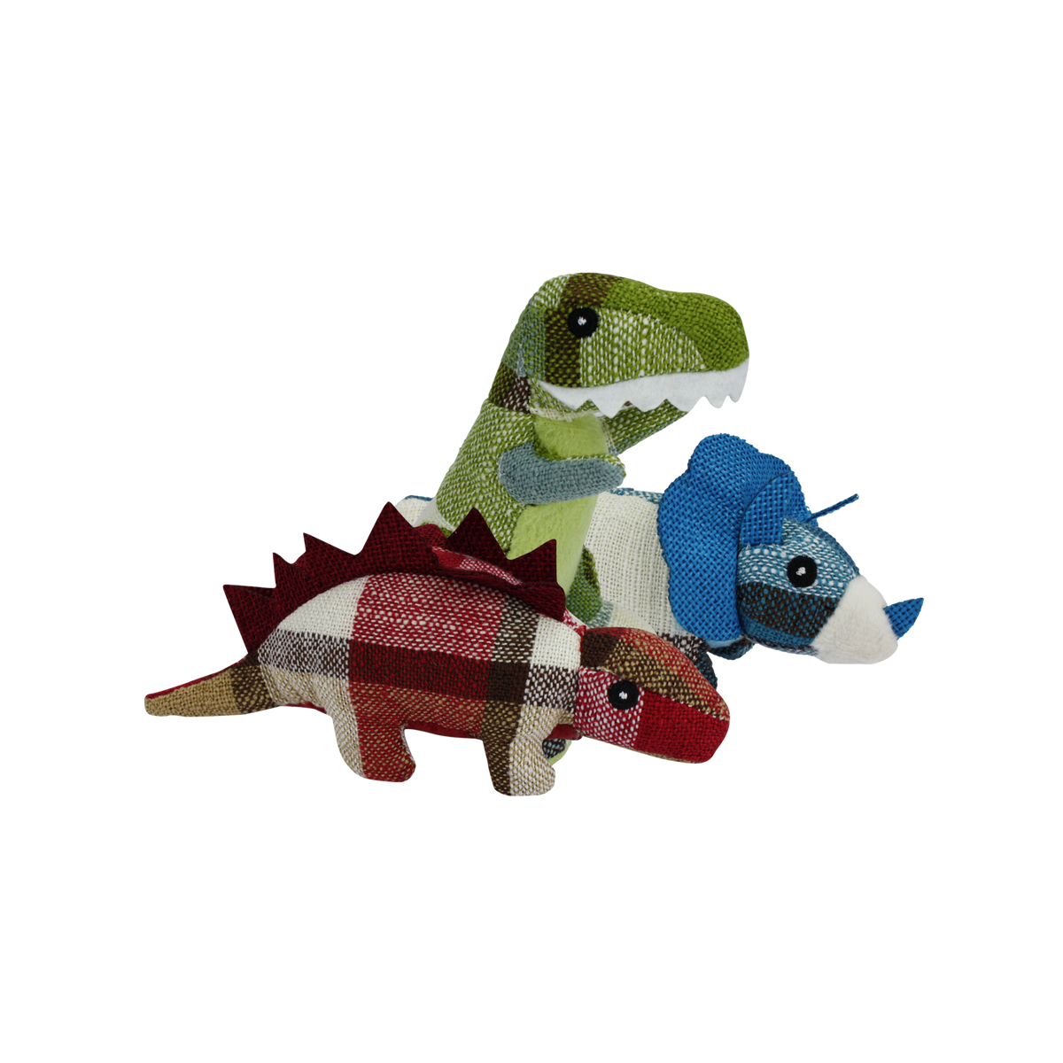 Incredipet Plaid-O-Saurus Plush Dog Toy, Assorted 6 in