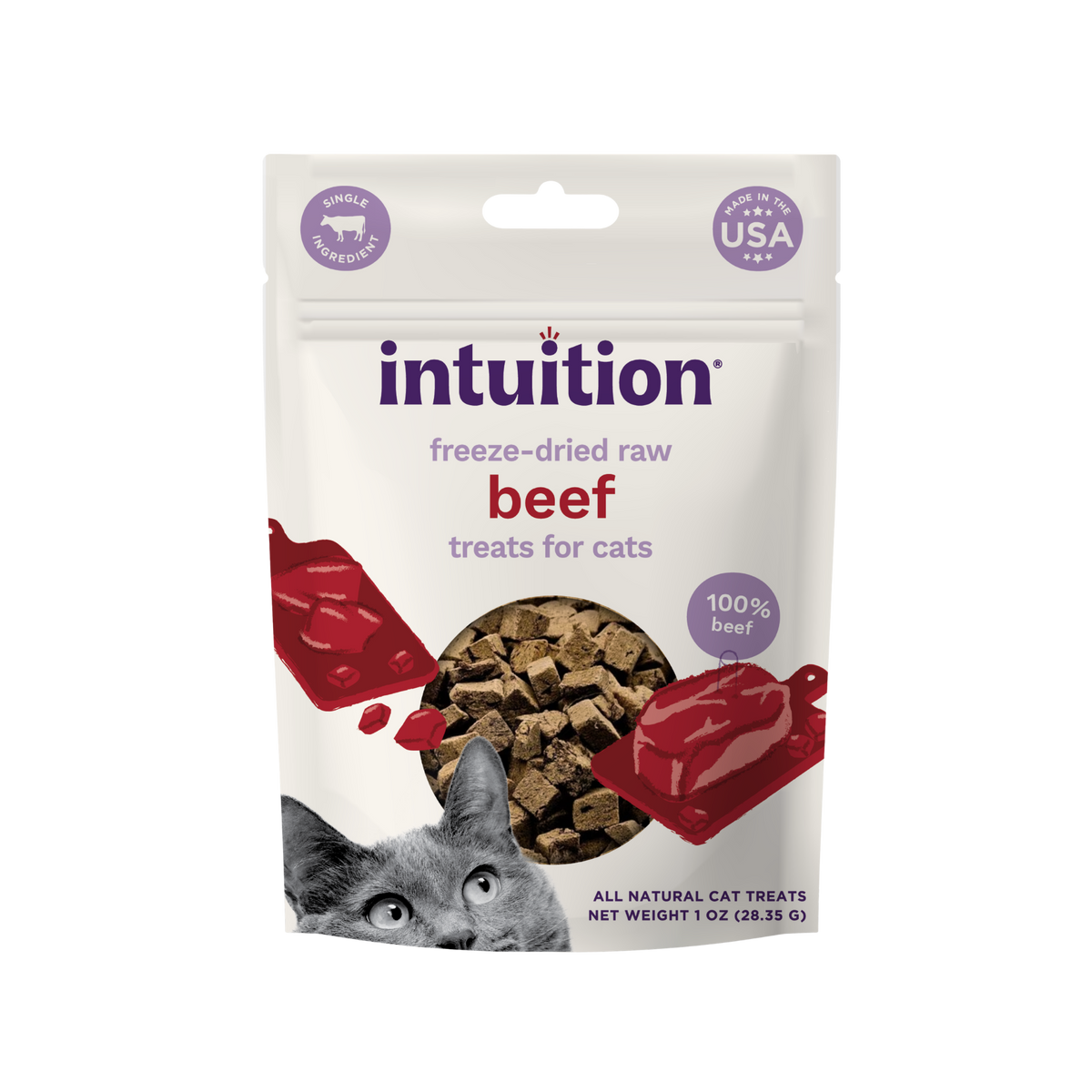 Intuition Freeze-Dried Raw Beef Treats for Cats 1 oz