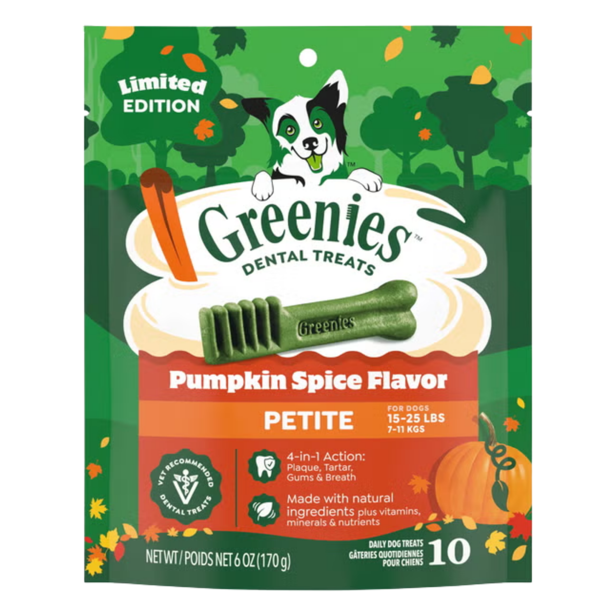 Greenies Holiday Pumpkin Spice Flavor Dog Dental Treats, 6oz