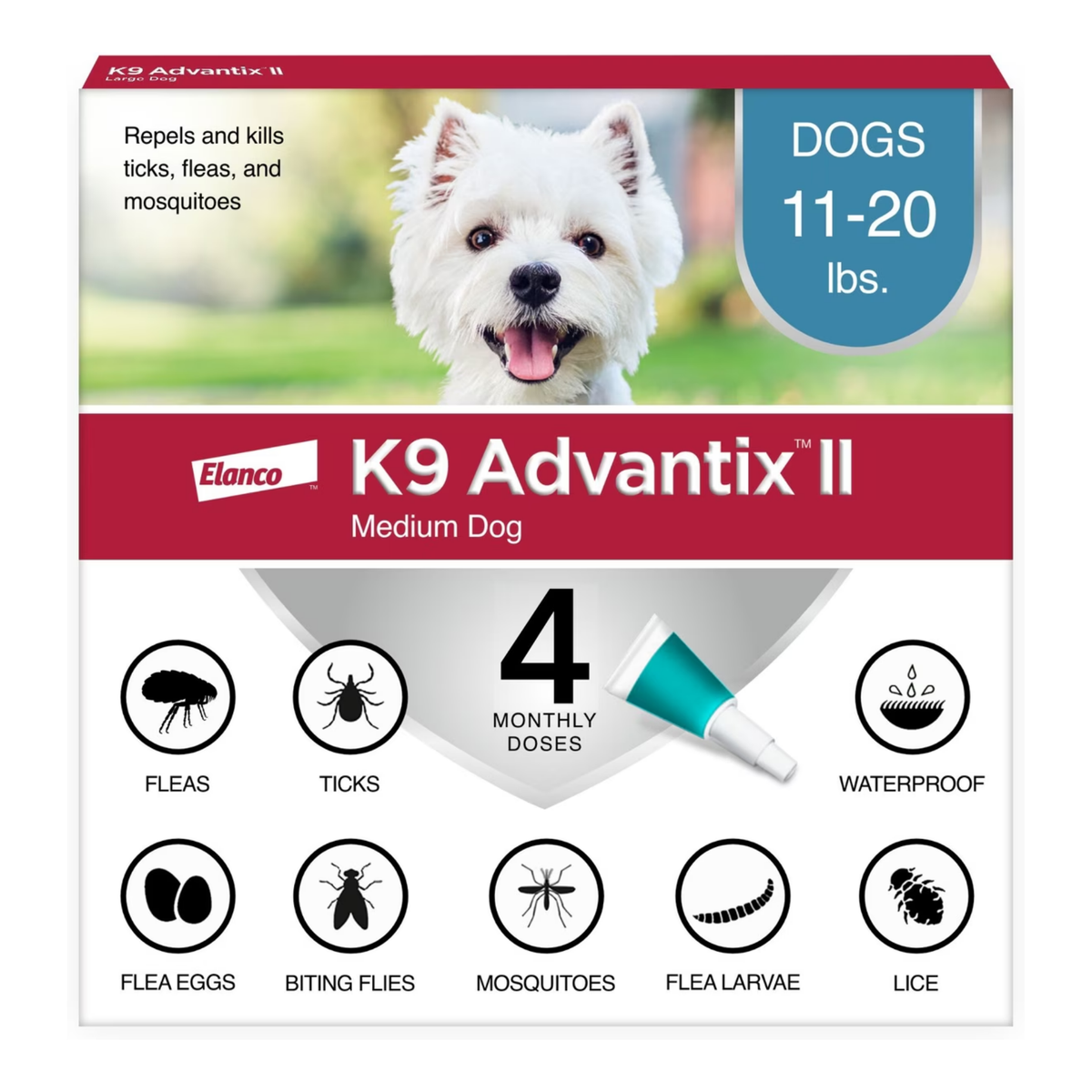 K9 Advantix Ii Topical Flea & Tick Treatment for Dogs 11-20 lbs