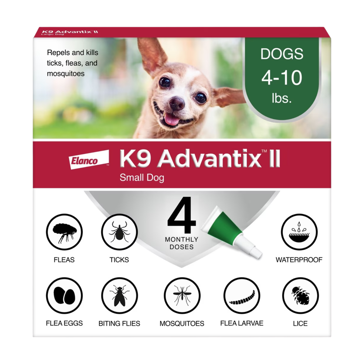K9 Advantix Ii Topical Flea & Tick Treatment for Dogs up to 10 lbs