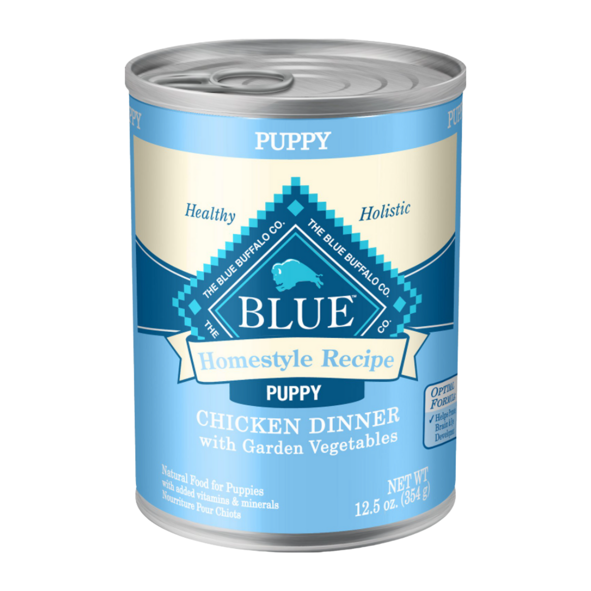 Blue Buffalo Homestyle Recipe Puppy Chicken Dinner With Garden Vegetables & Brown Rice Canned Dog Food Case of 12