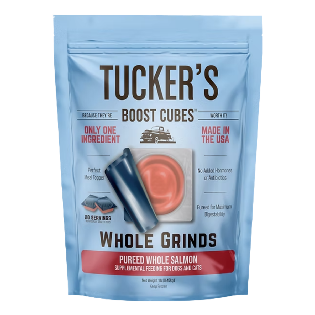 Tucker's Frozen Whole Grinds Pureed Whole Salmon Boost Cubes for Dogs & Cats 20 ct