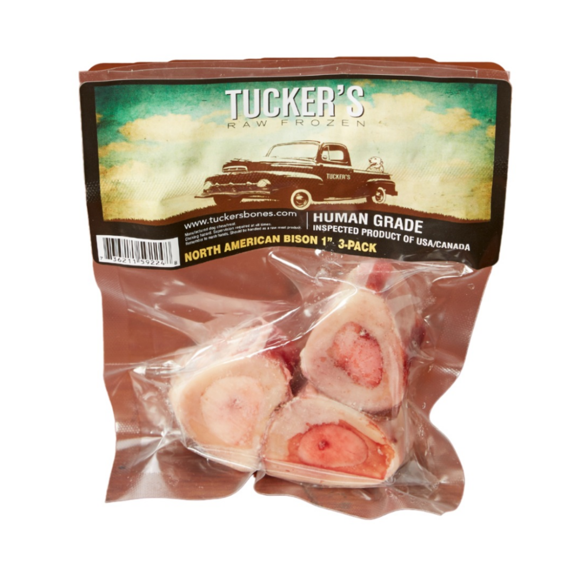 Tucker's Raw Frozen 1 in Bison Bone 3 pk