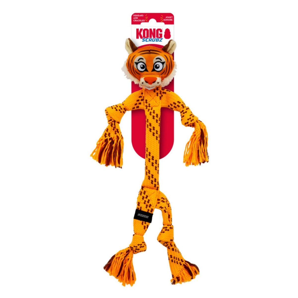 Kong Scrubz Safari Tiger Dog Toy Medium