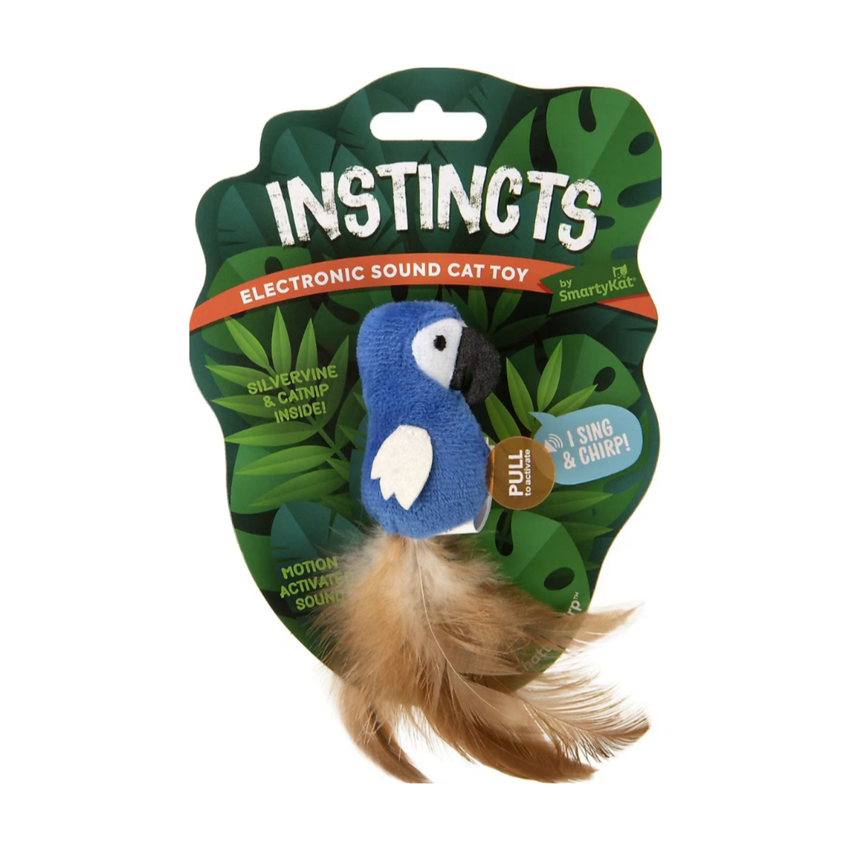Smartykat Instincts Chatty Chirp Plush HappyNip Silvervine & Catnip Electronic Sound Cat Toy
