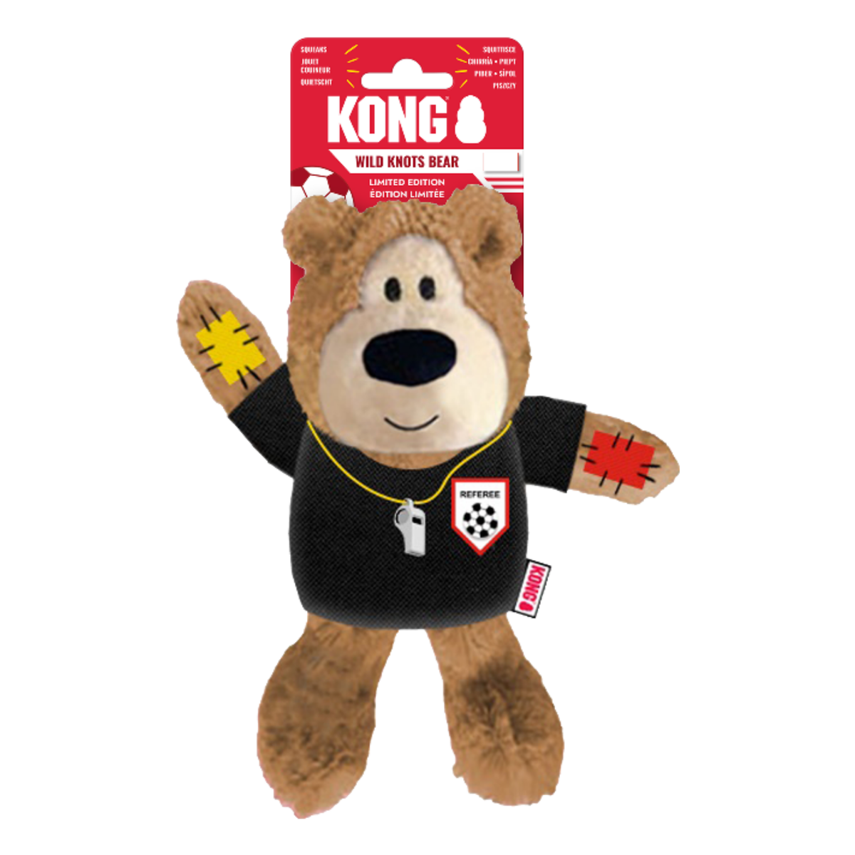 Kong Limited Edition Soccer Referee Wild Knots Bear Dog Toy 7 in