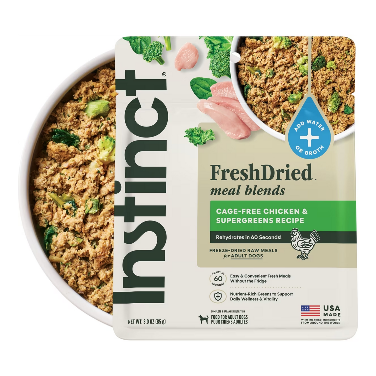 Instinct FreshDried Meal Blends Grain-Free Raw Chicken & SuperGreens Blend Freeze-Dried Dog Food