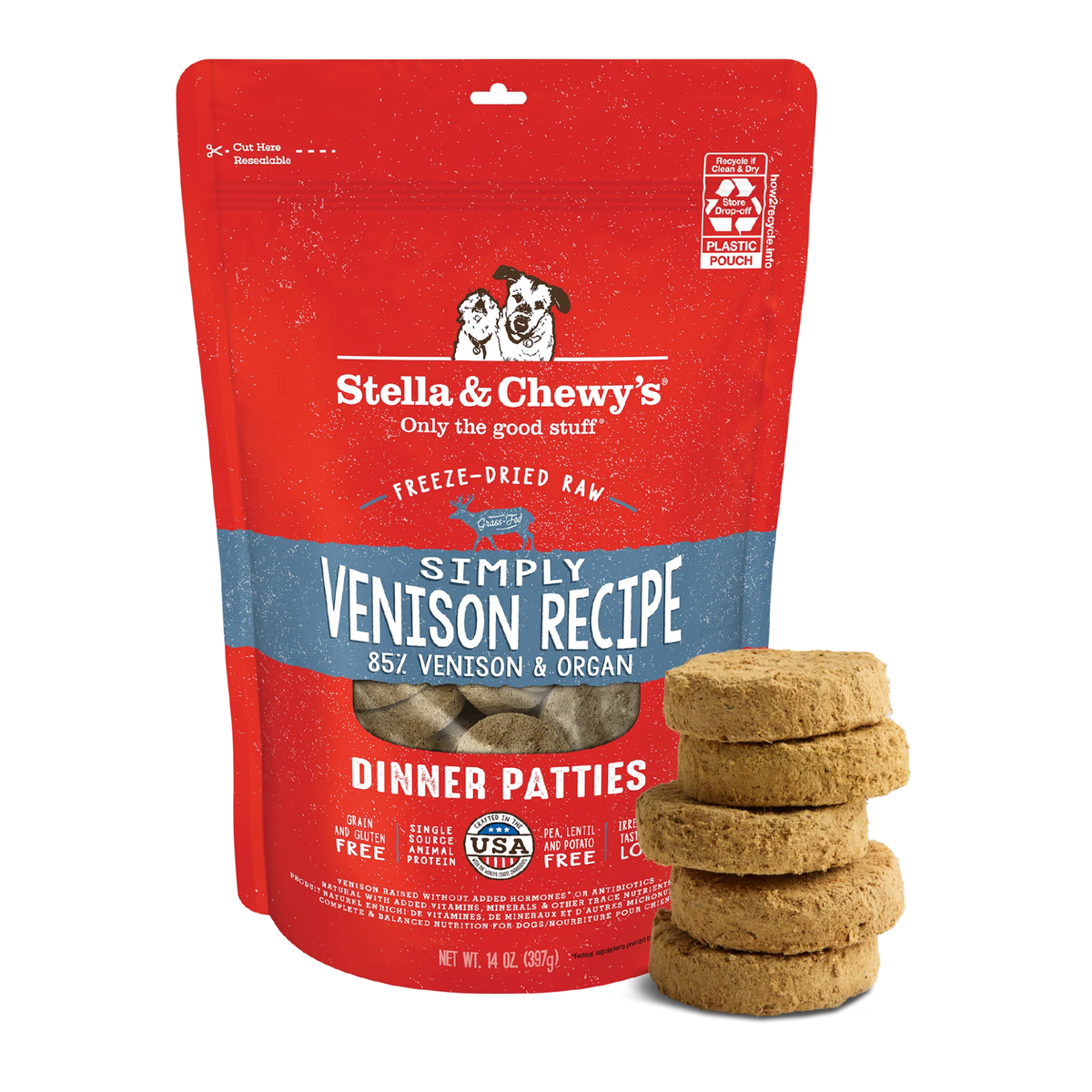 Stella & Chewy's Simply Venison Freeze-Dried Raw Dinner Patties for Dogs 14 oz