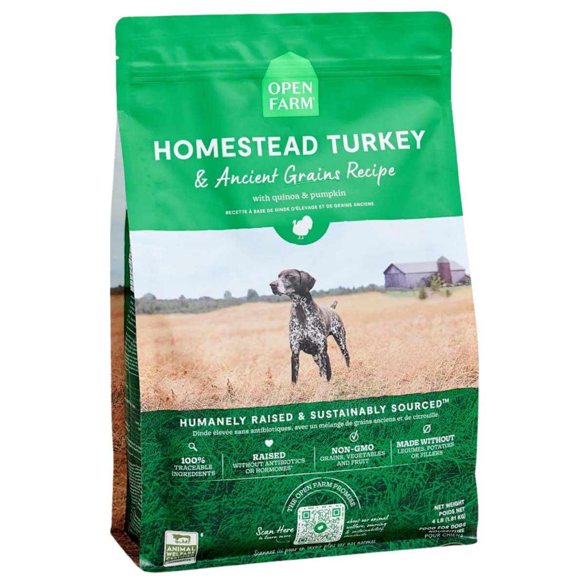 Open Farm Homestead Turkey & Ancient Grains Dry Dog Food 22 lb