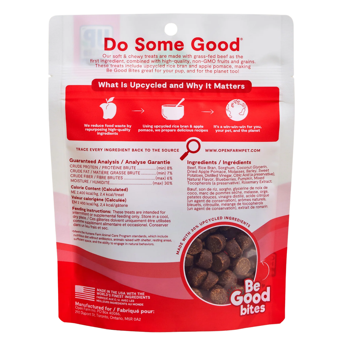 Open Farm Be Good Bites Grass-Fed Beef Recipe Soft & Chewy Dog Treats 6 oz