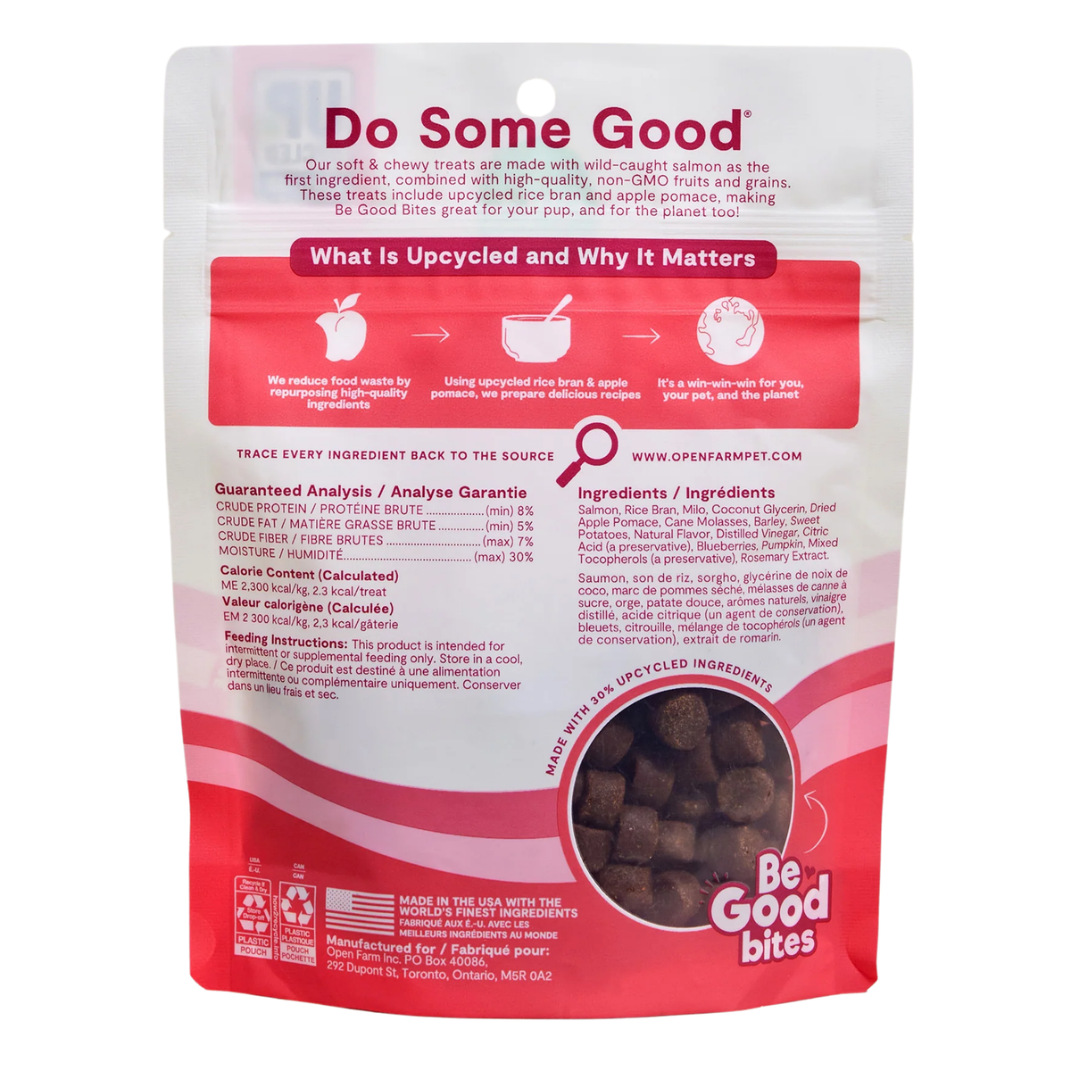Open Farm Be Good Bites Wild-Caught Salmon Recipe Soft & Chewy Dog Treats 6 oz