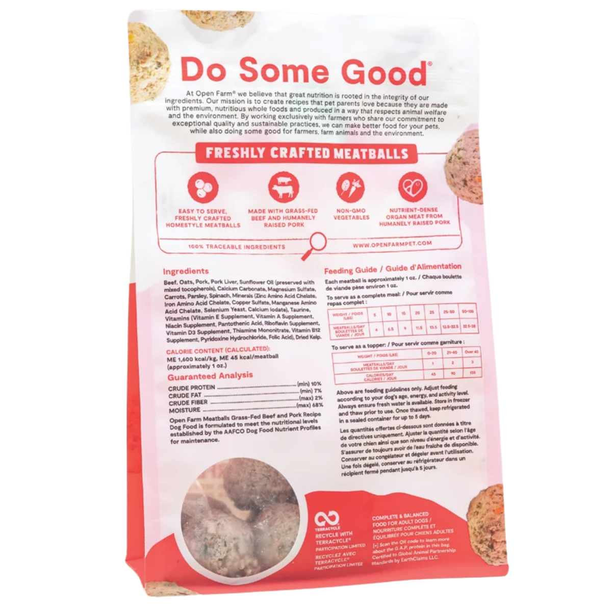 Open Farm Grass-Fed Beef & Pork Freshly Crafted Meatballs for Dogs 14 oz