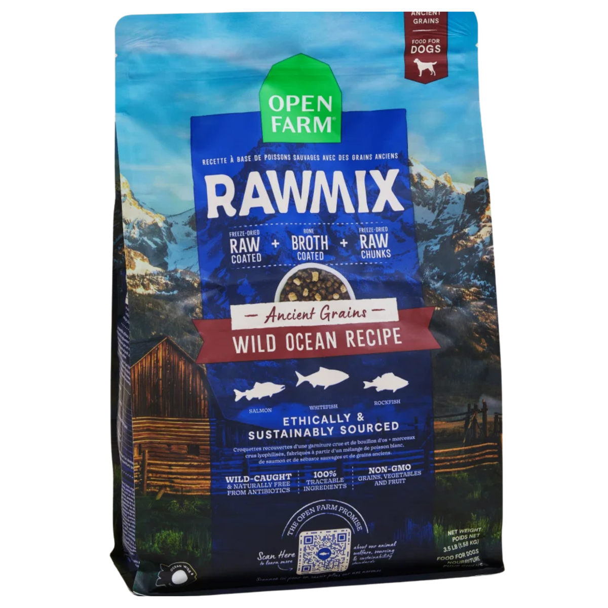 Open Farm Wild Ocean Ancient Grains RawMix for Dogs 20 lb