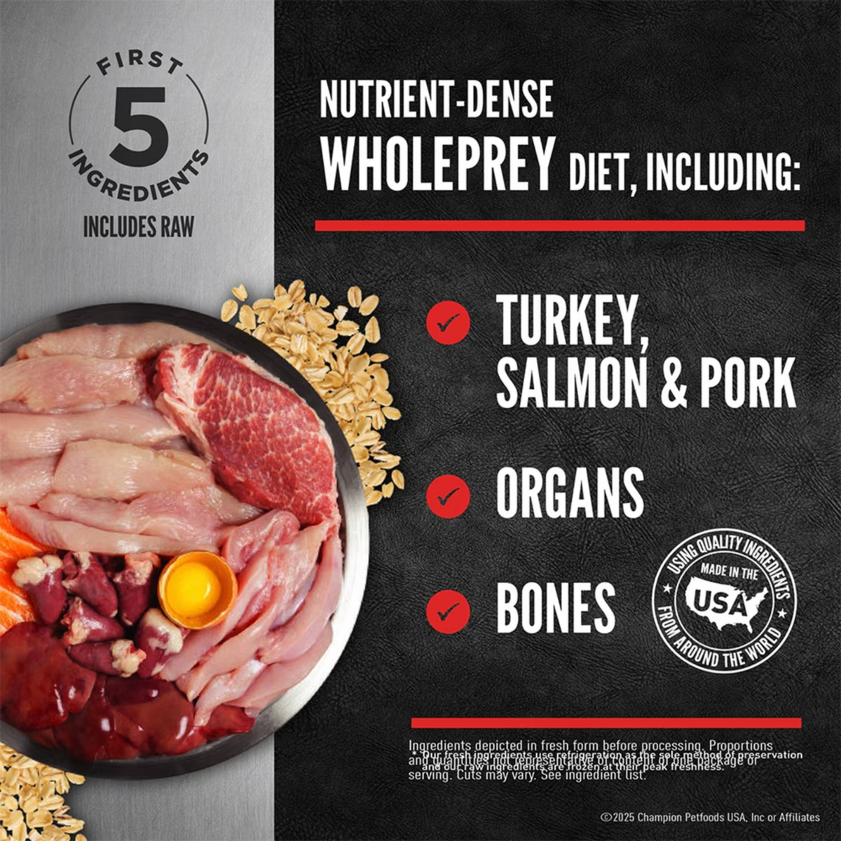 Orijen FRESHPREY Turkey, Salmon & Pork Recipe Grain-Inclusive Frozen Dog Food