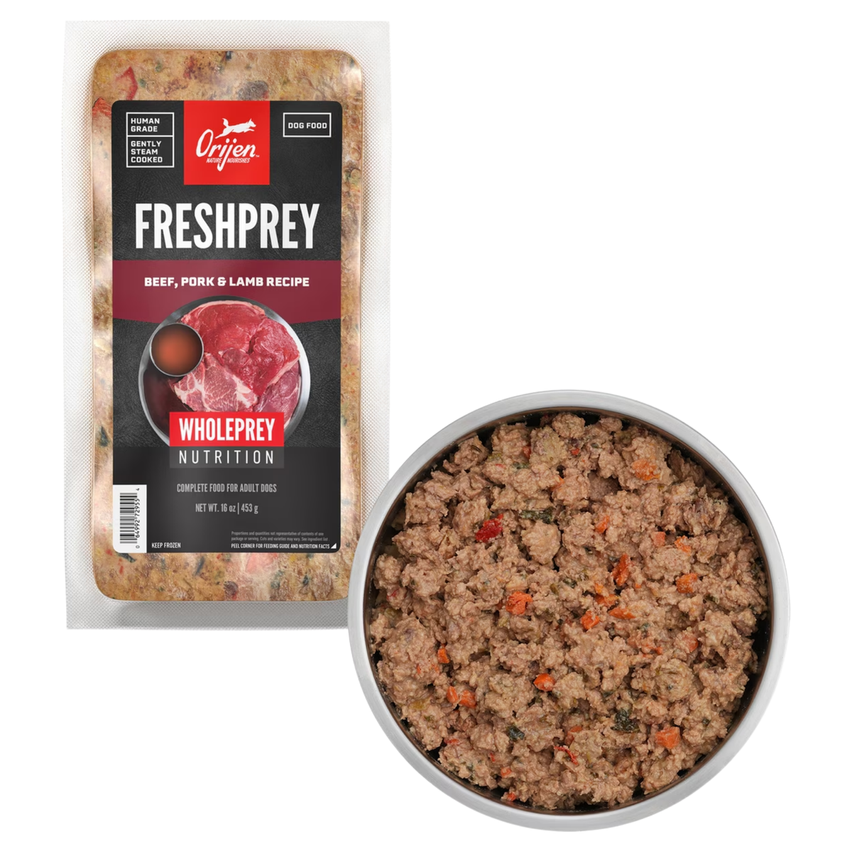 Orijen FRESHPREY Beef, Pork & Lamb Recipe Grain-Free Frozen Dog Food