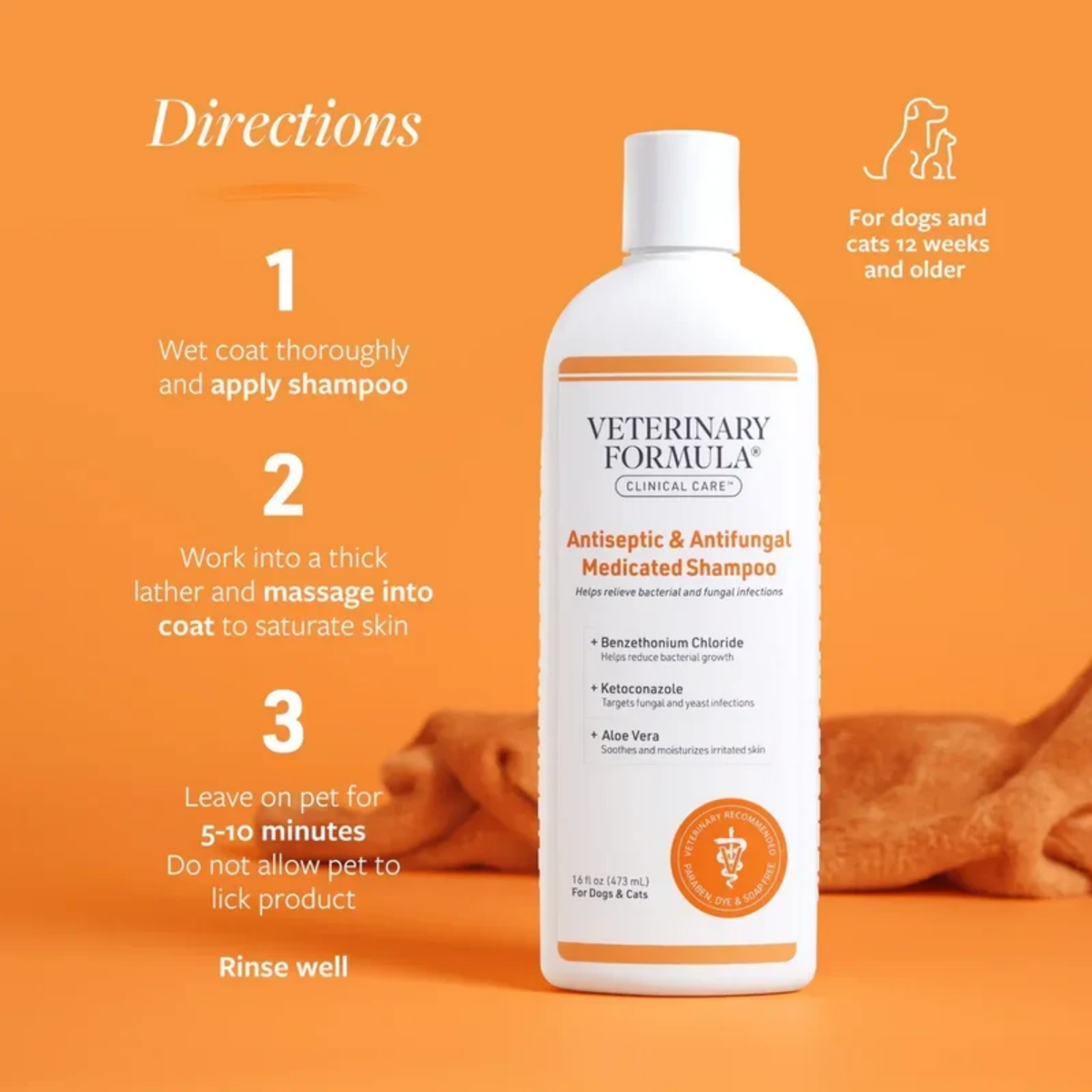 Synergy Veterinary Formula Clinical Care Antiseptic & Antifungal Shampoo 16 oz