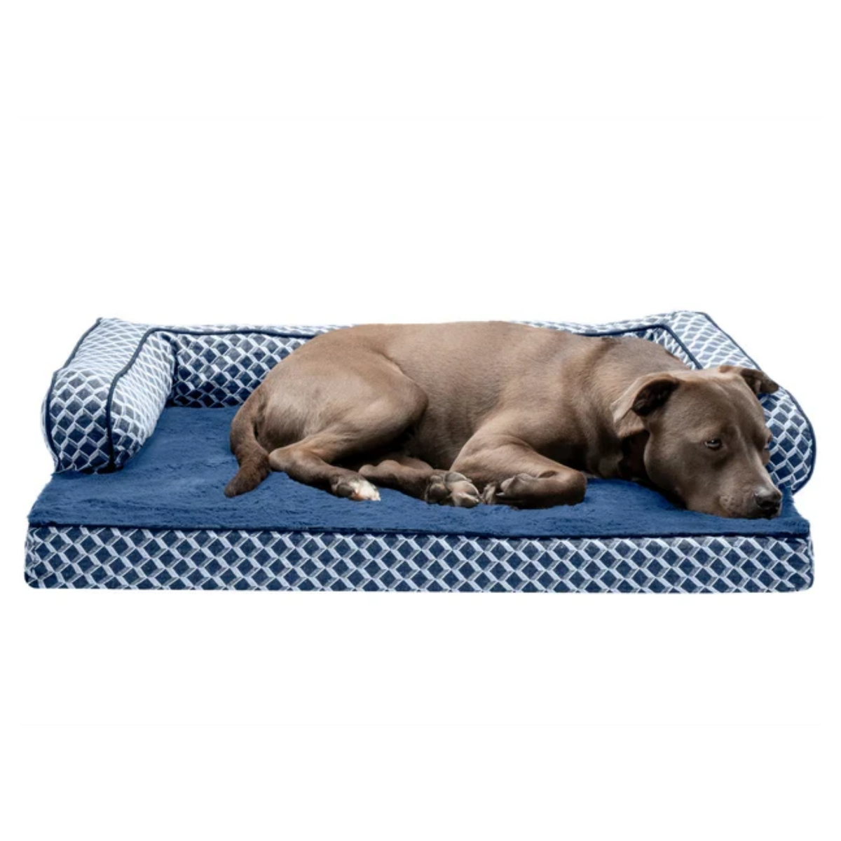 Furhaven Plush & Diamond Comfy Couch Sofa Pet Bed 27 x 36 in