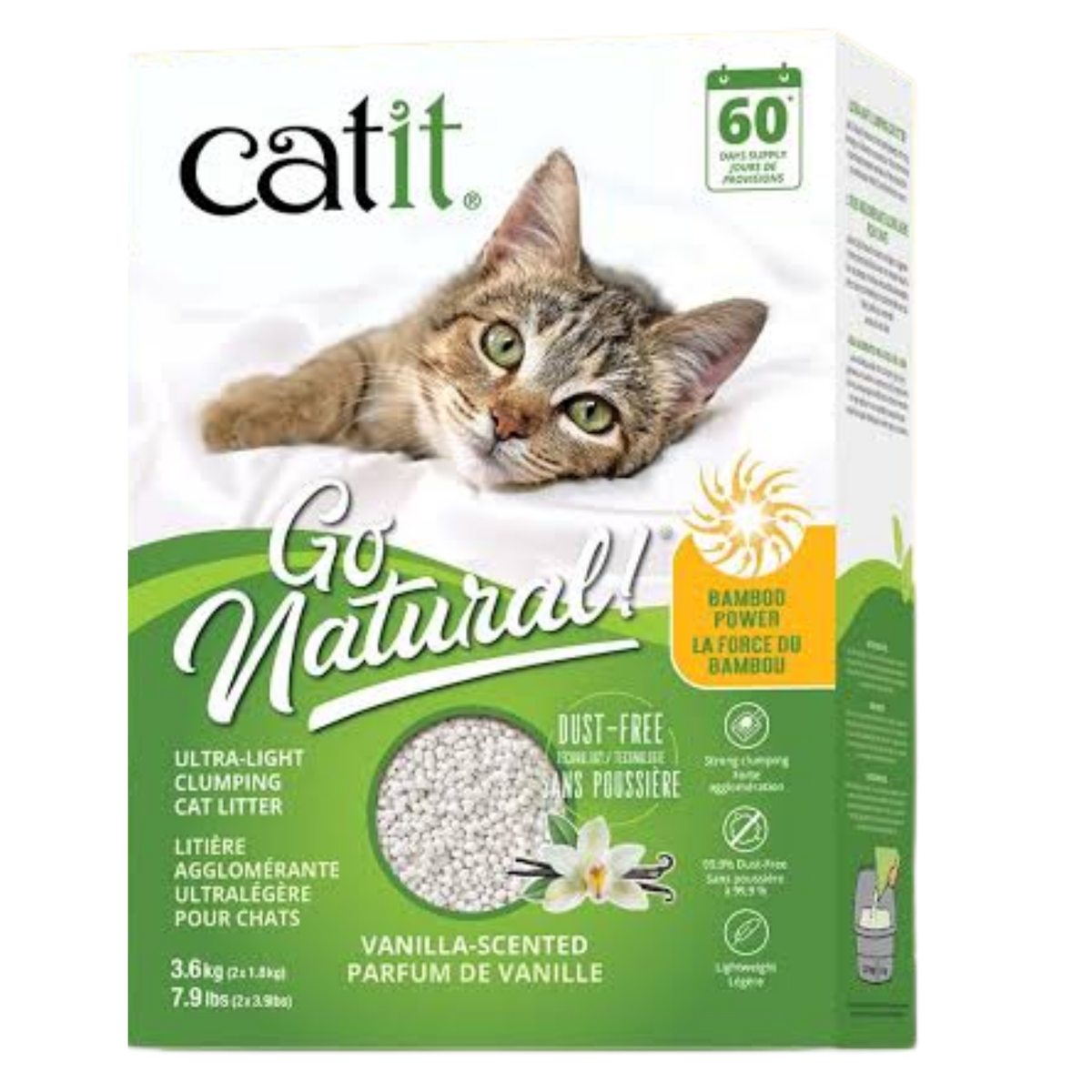 Catit Go Natural! Ultra Light Clumping Vanilla Scent Bamboo Cat Litter 7.9 lb