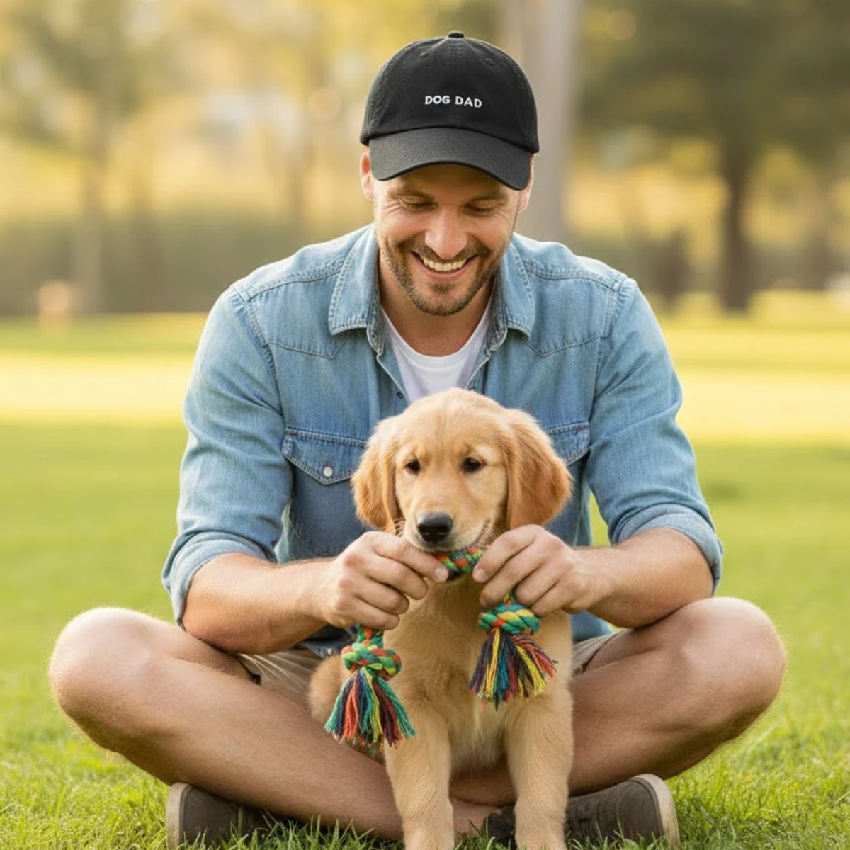 Hatphile Embroidered Dog Dad Black Hat