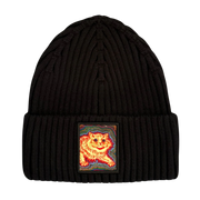 Hatphile Psychedelic Cat Black Knit Beanie