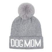 Hatphile Dog Mom Gray PomPom Knit Beanie