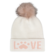Hatphile Love White and Pink PomPom Knit Beanie