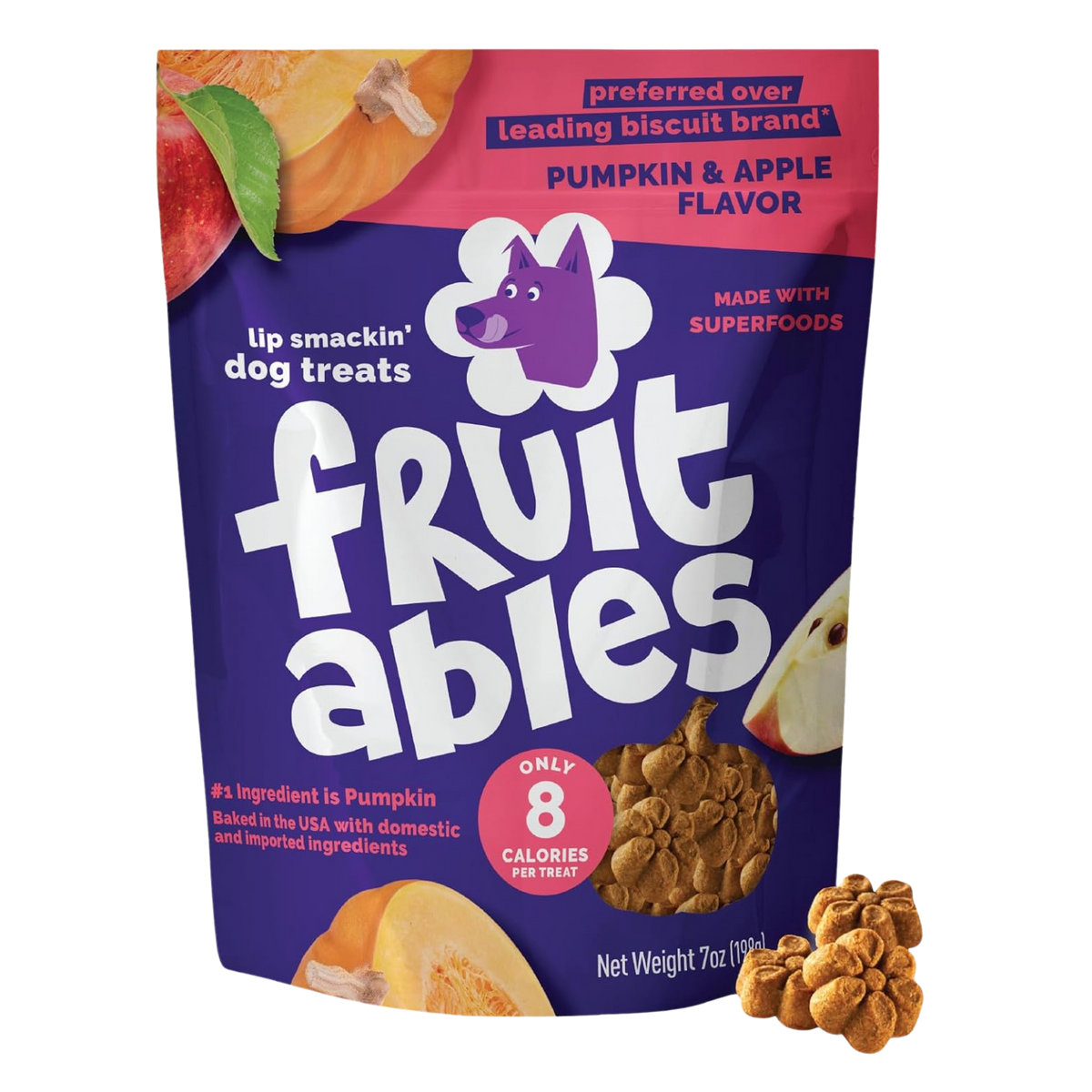 Fruitables Pumpkin & Apple Flavor Crunchy Dog Treats 7 oz