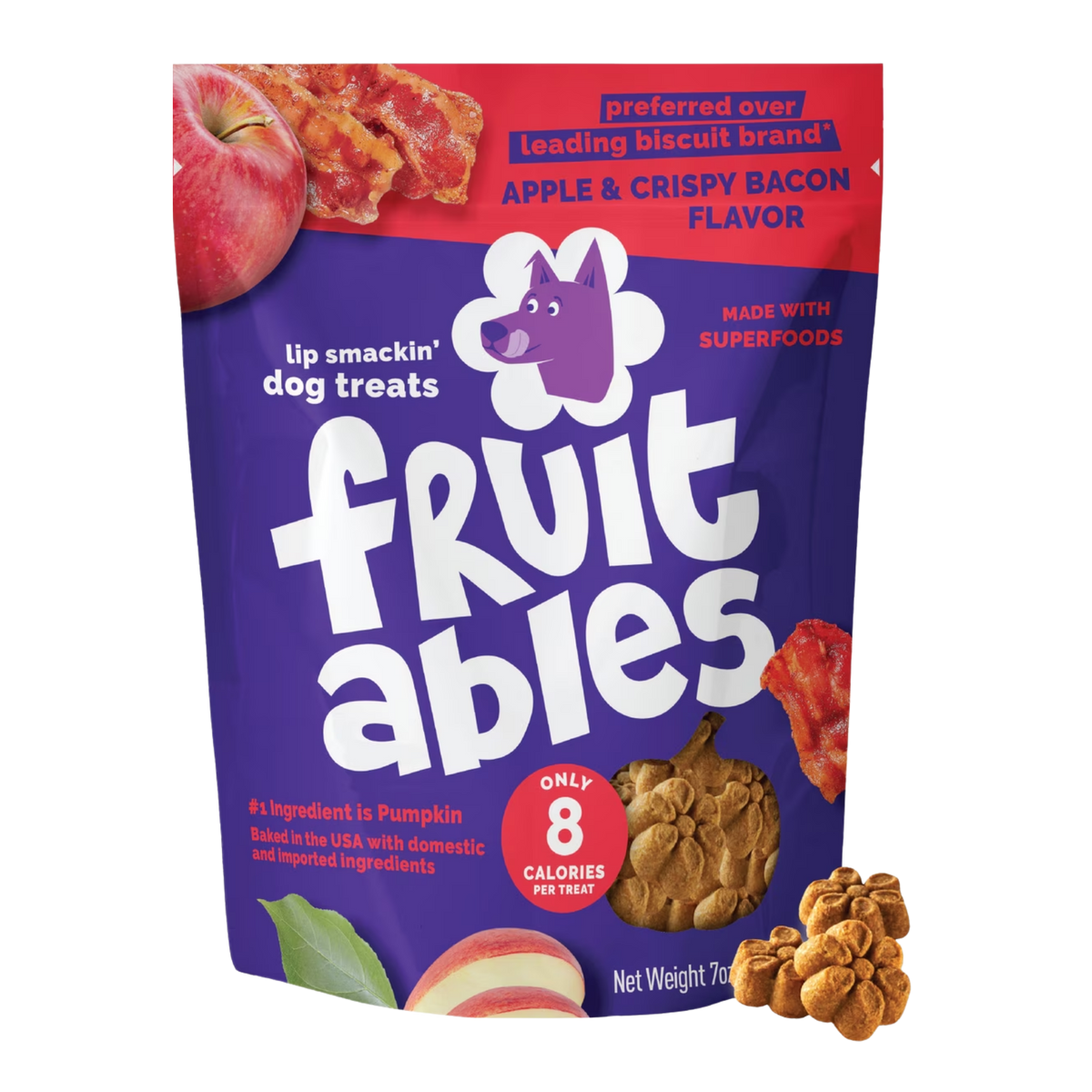 Fruitables Crispy Bacon & Apple Flavor Crunchy Dog Treats 7 oz