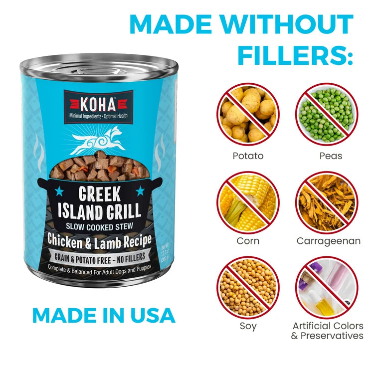Koha Greek Island Grill Slow Cooked Chicken & Lamb Stew Canned Dog Food