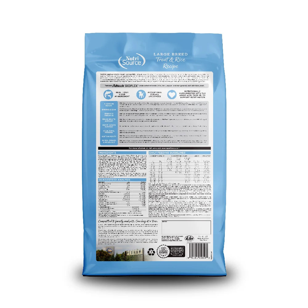 Nutrisource Trout & Rice Large Breed Recipe Dry Dog Food 26 lb