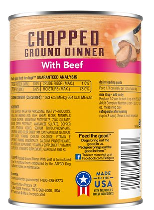 Pedigree Chopped Ground Beef Canned Dog Food
