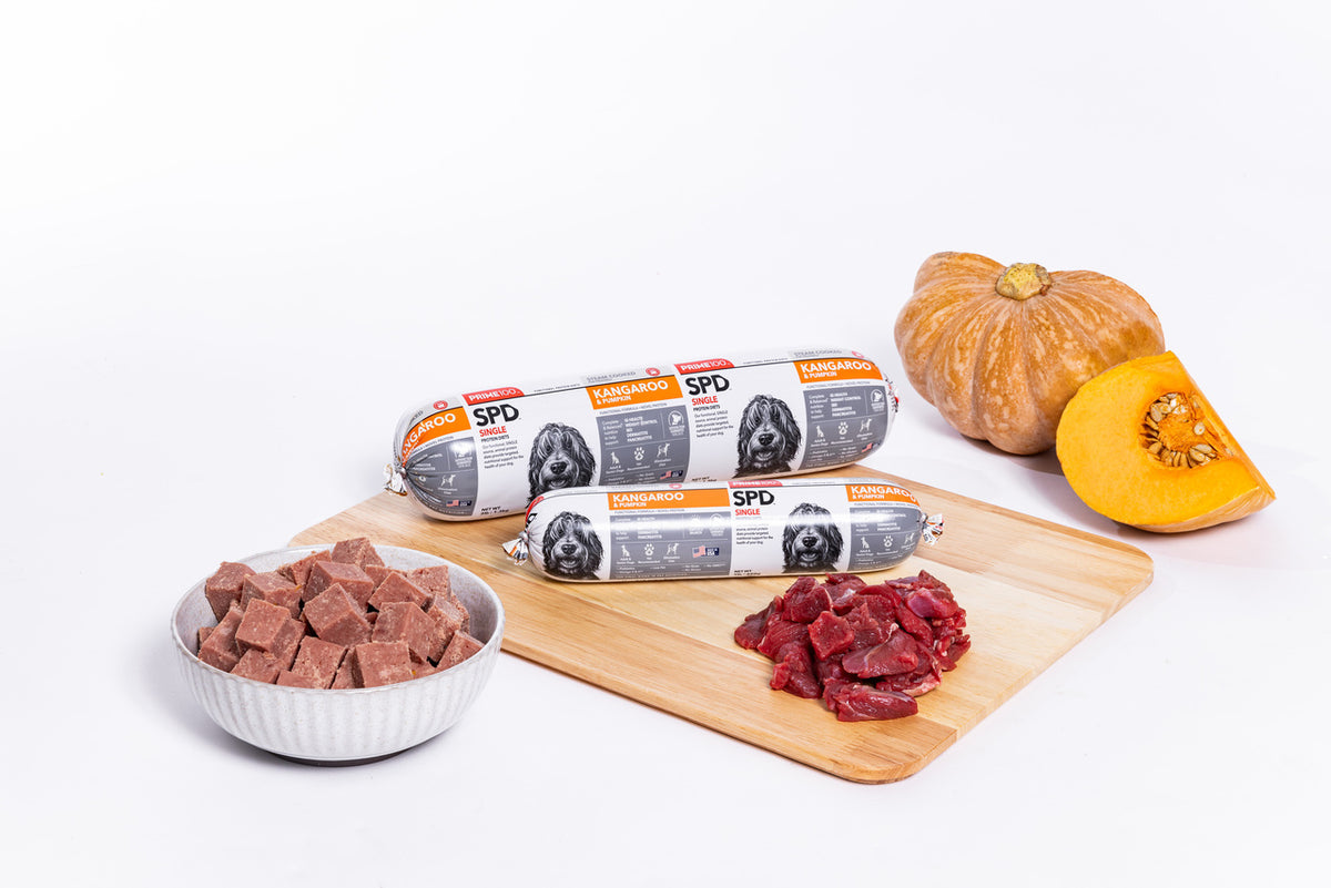 Prime100 SPD Fresh Roll Kangaroo & Pumpkin Steam Cooked Dog Food