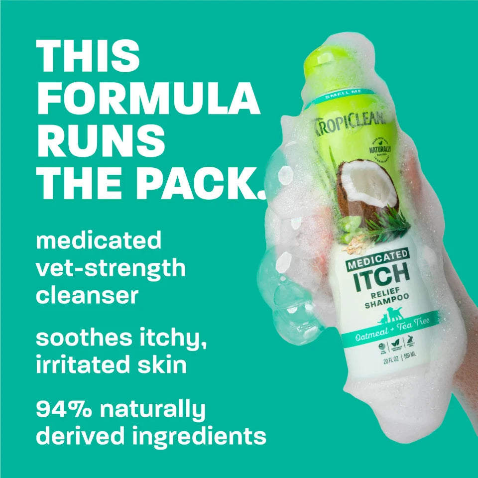 Tropiclean Oatmeal And Tea Tree Medicated Shampoo For Pets 20 oz