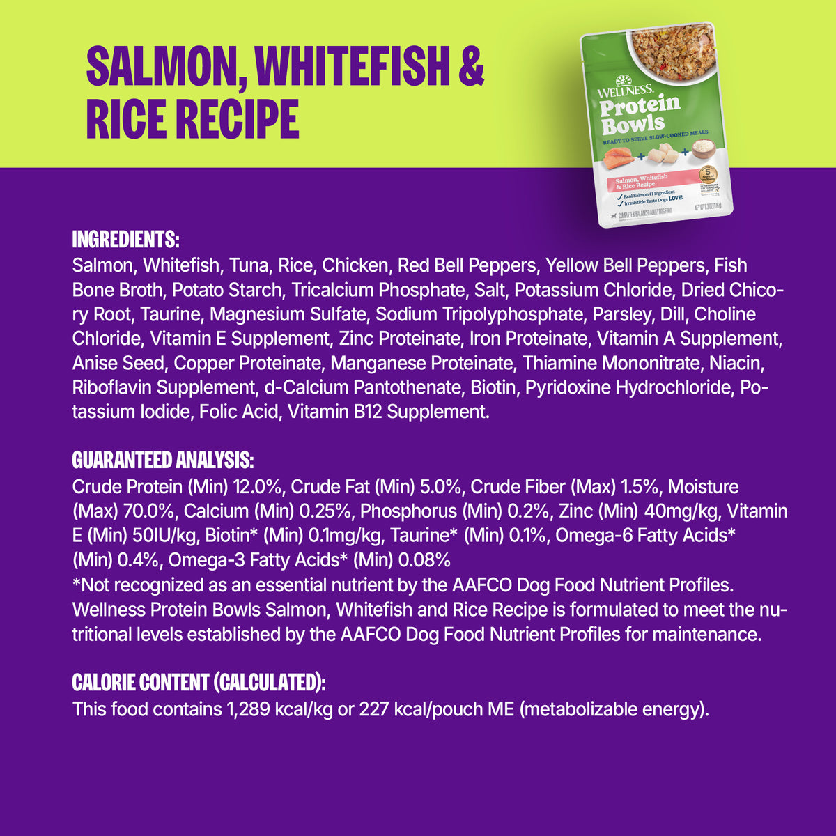 Wellness Protein Bowls Adult Wholesome Grains Salmon, Whitefish & Rice Fresh Alternative Dog Food
