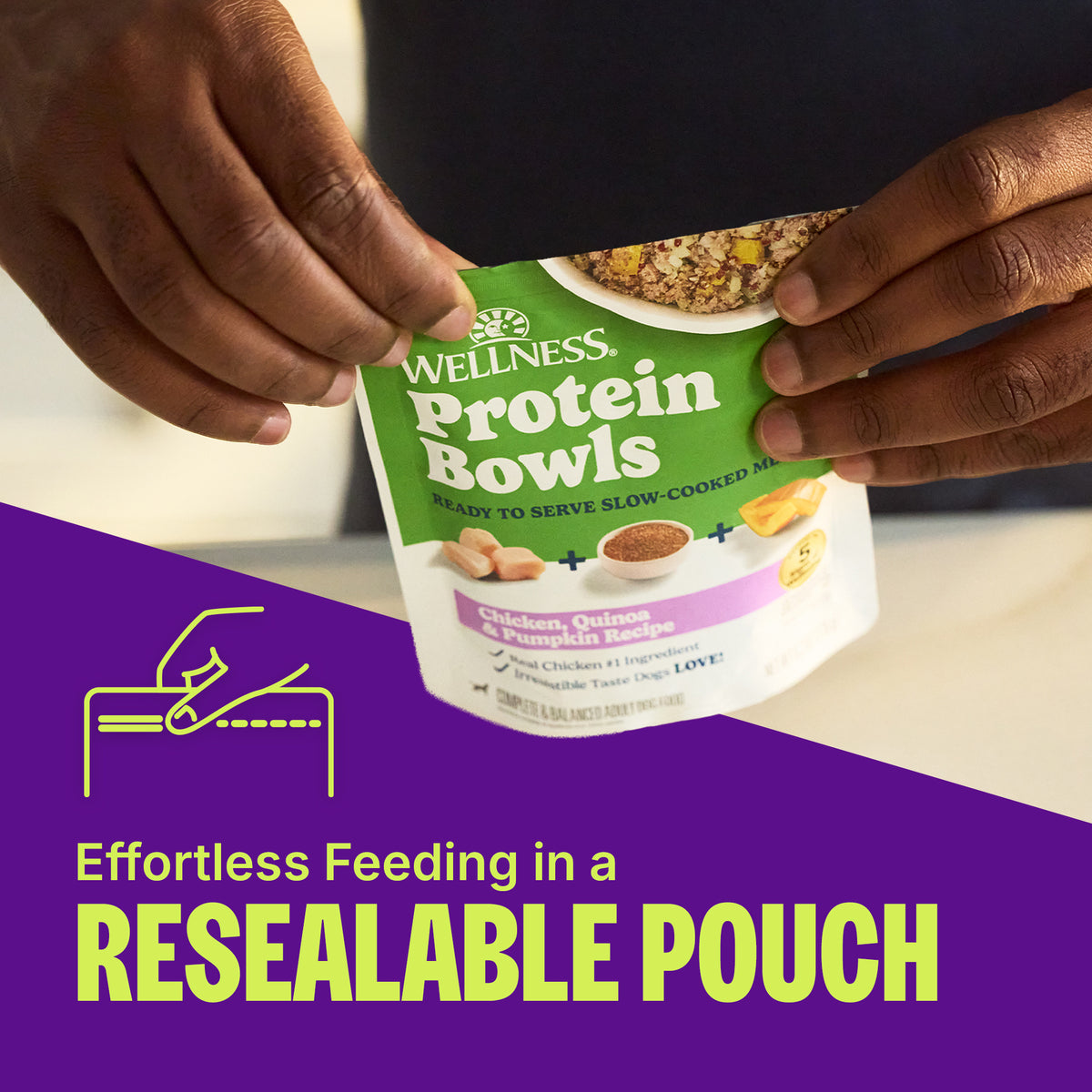 Wellness Protein Bowls Adult Wholesome Grains Duck, Sweet Potato & Cranberries Fresh Alternative Dog Food