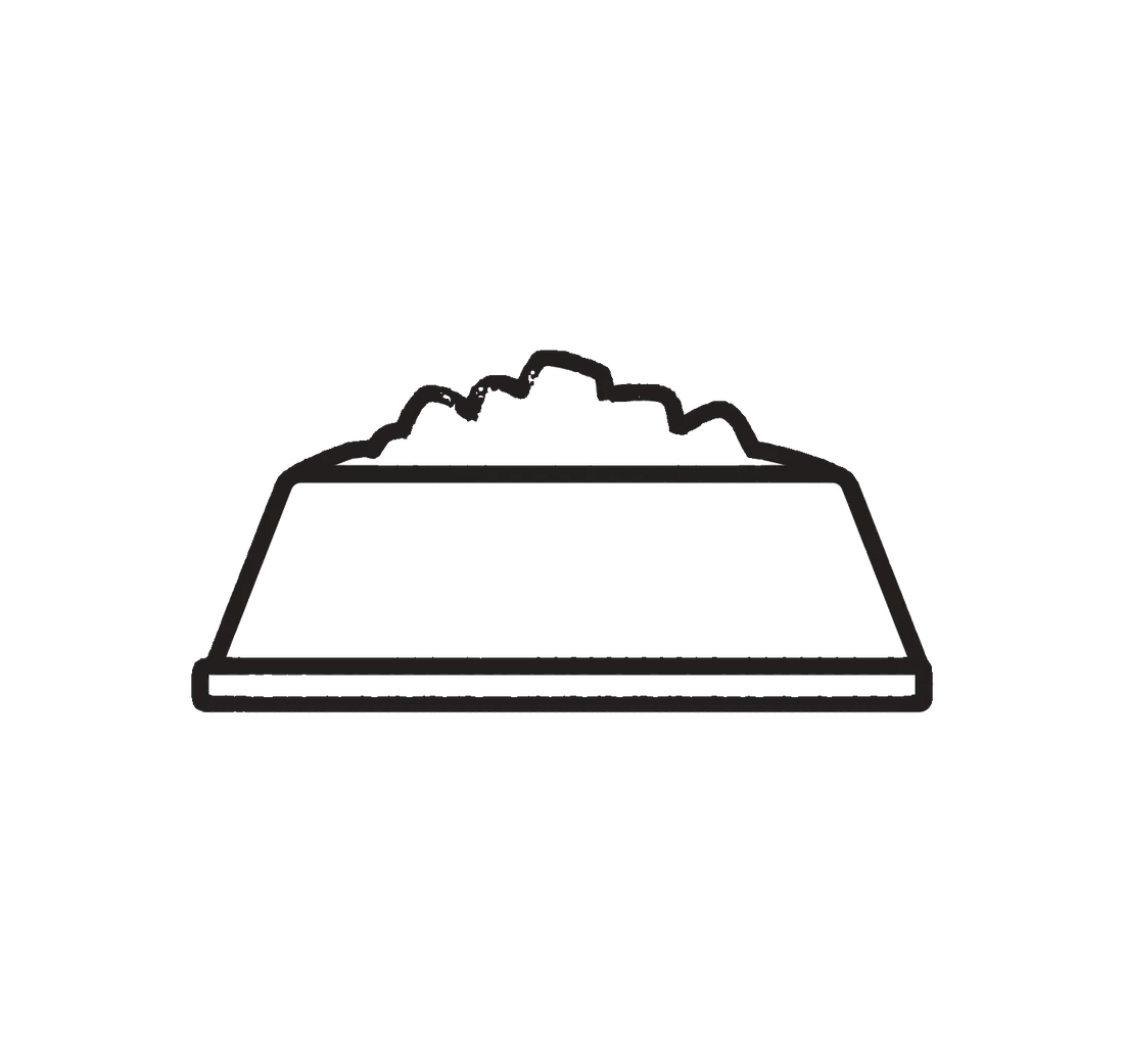Icon of a pet food bowl with food on a light gray background