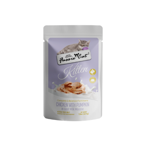 Fussie Cat Chicken with Pumpkin in Goat Milk Mousse Kitten Pouch Wet Food