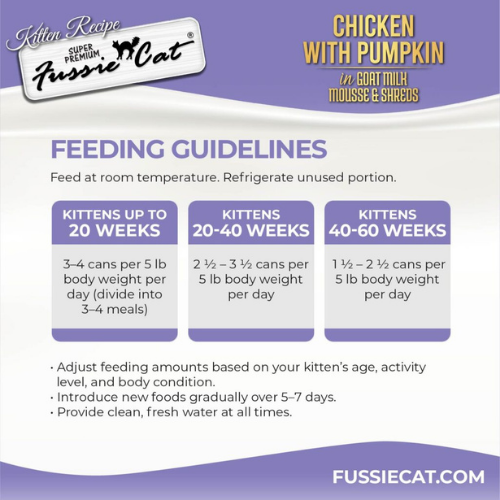 Fussie Cat Chicken with Pumpkin in Goat Milk Mousse and Shreds Kitten Recipe Wet Food