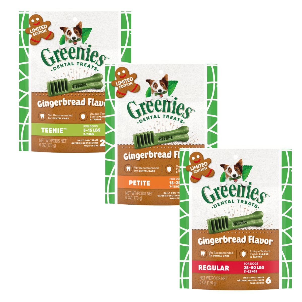 Greenies Holiday Gingerbread Flavor Dog Dental Treats, 6oz